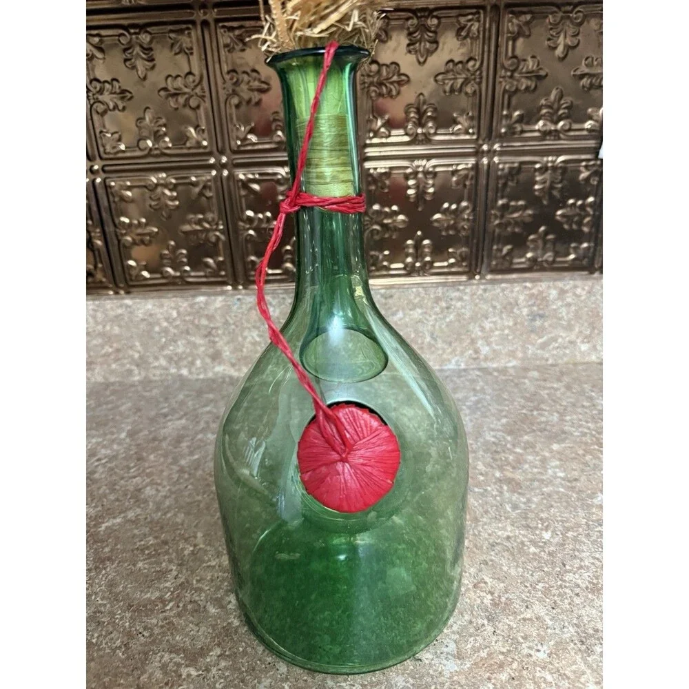 Princess House Old World Italian Wine Chiller Green Glass Decanter